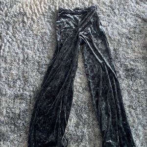 Trendy green velvet wide leg pant